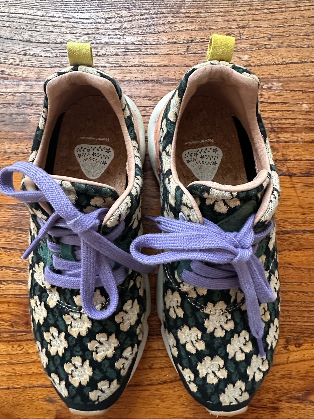 Anthropologie Flower Mountain Floral Sneakers with Lavender Laces